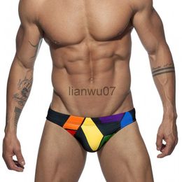 Men's Swimwear Sexy Men's Beach Swimming Trunks Male Stripes Swimsuit Man Swimming Shorts Swimwear Boxer Briefs Sexy Bathing Suit Man Summer J230707