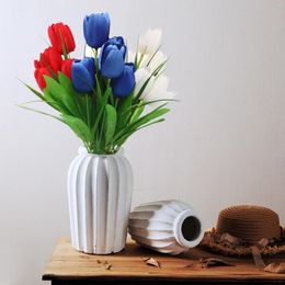 Decorative Flowers Tulip Flower Artificial Bouquet 6-Heads PE Foam Fake For Wedding Ceremony Decor Home Garden