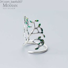 With Side Stones With Side Stones Modian Hyperbole Plant Finger Ring for Women Real 925 Sterling Silver Tree Branch Leaves Adjustable Fine Jewellery Z230710