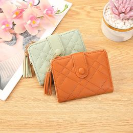 Wallets Women's Wallet Tassel Zipper Snap Button Design Girls Coin Purse Multi-Card Slots Holder Fashion Billfold