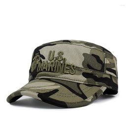 Ball Caps US Marines 3D Embroidered Military Hats Men Women Camouflage Flat Top Corps Cap Good Quality Cotton Camo Hat