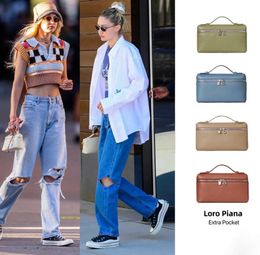 Loro Piano Pocket Extra Bag L19 Clutch Men Cowhide Luxury Trunk Shoulder Makeup Bags High Quality Women Crossbody Top Handle Designer Wallet Handbag Tote 4789 B