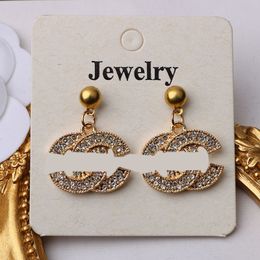 Gold Plated Designer Brand Earring Designers Letter Ear Stud Women Retro Diamond Earrings for Wedding Party Gift Jewellery Accessories