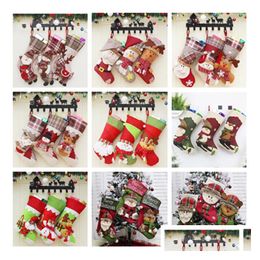 Christmas Decorations 12Style Stocking Gift Bag Candy Pendant Decorative Socks Bags Drop Delivery Home Garden Festive Party Supplies Dhpzw