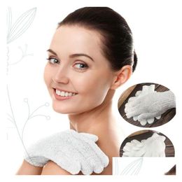 Bath Brushes Sponges Scrubbers Brushes White Nylon Body Cleaning Shower Gloves Exfoliating Glove Five Fingers Bathroom Lt224 Drop Dhdjc