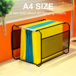 Filing Supplies A4 Letter Size Hanging File Folder Box Mesh Metal Organiser Desk Storage Holder Shelf For Office Home 230706