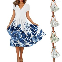 Casual Dresses Dress Women Festival Vacation Comfortable Flower Pattern Loose Stylish And Fashion Design Summer Woman 2023 Vestidos