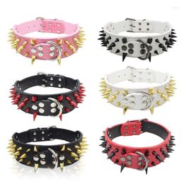 Dog Collars 67JE For Sharp Spiked Studded Pet Collar Rivet PU Leather Puppy Colorful Neck Str