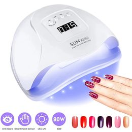 Nail Dryers 80W SUN X5 Nail Dryer for Curing All Gel Nail Polish UV LED Smart Light for Gel Protable Nail Drying Lamp Manicure Tools 230706