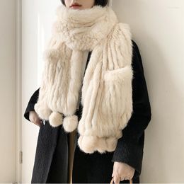 Scarves Double-sided Hair Woven Fur Large Shawl Pocket Design For Women's Warm Winter Scarf