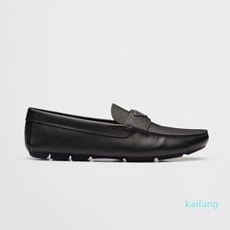 Men Triple Black Brushed Leather Loafers Dress Shoes Penny Oxfords Bridegroom Boat Sneakers