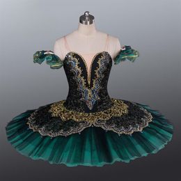 AP043 Adult Black Golden La Esmeralda Tutus performance professional classical ballet tutu girls pancake nutcracker dance costumes245O