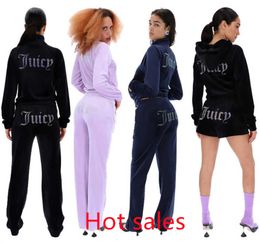 Avancerad design Kvinnors tvådelade byxor Velvet Fashion Juicy Tracksuit Women Coutoure Set Cool Track Suit Couture Juciy Coture Sweatsuits 99 S