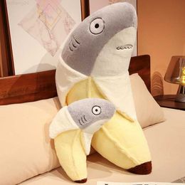 Stuffed Plush Animals Cute Transform Shark Banana Plush Toy Stuffed Kawaii Shark Doll Animal Pillow Soft Cartoon Cushion Kids Girls Christmas Gift L230707