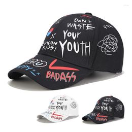 Ball Caps Youth Graffiti Baseball Cap Fashion Korean Version Of The Personality Bend Along Summer Men And Women Wild Visor