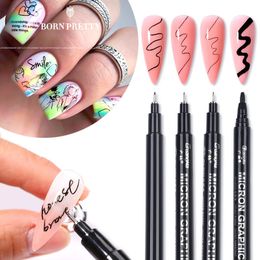 Nail Gel Black Nail Art Graffiti Pen For 3D Nail Art DIY Polish Pen Paint Liner Pens Manicure Nail Design Painting Tools 230706