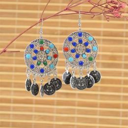 Dangle Earrings Fashion Ethnic Bohemian Gypsy Drop Earring Sector Design Boho Jewellery Gem Coin Tassel Pendant For Women Gifts