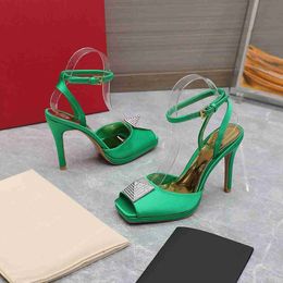 Brand New Womens High Heel 10.5CM Peep-toe Sandals Shoes Casual 100% Silk Fabric Leather Shoes Size 35-42