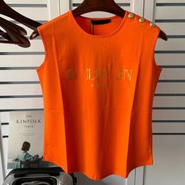 T-Shirt Fashion Blouse for Women Designer High Quality Sleeveless Round Neck B Letter Top Tee Summer Vacation Shirts Clothing Outdoor Sports Food Festival Movies