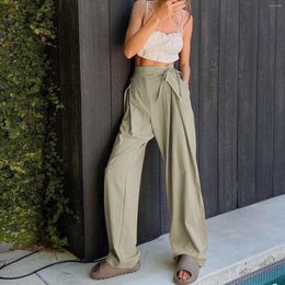 Women's Pants Cargo For Women Summer Loose High Waisted Wide Leg Button Up Straight Trousers Female Streetwear Sweatpants