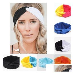 Party Favour Girls Stretch Twist Headbandwork Colour Hairbands Sport Yoga Head Wrap Bandana Headwear Hair Accessories Partyware T2C517 Dhkwg