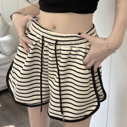 Women's Shorts Black And White Striped Casual Sports Summer Loose High-waisted Thin A-line Wide-leg Pants ... Womens