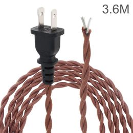 Lamp Holders US Plug 3.6M/12FT Twisted Cloth Covered Cord Cable 18Gauge Replacement Extension Industrial Electrical For Retro
