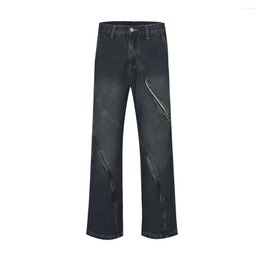 Men's Jeans Y2K Washed Retro Patchwork Striped Baggy For Men Hip Hop Pockets Casual Loose Cargo Pants Unisex Oversized Denim Trousers