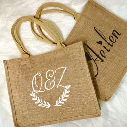 Evening Bags Custom Beach Tote Bag Bridesmaid With Names Bachelorette Gifts Girls Trip Jute Burlap 230707