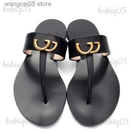 Slippers Summer luxury Sandals Designer women Flip flops Fashion Genuine Leather slides Metal Chain Ladies simple yout moccasin shoes spring summer babiq05