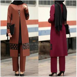 Ethnic Clothing 2Pcs Eid Muslim Fashion Traditional Islamic Ramadan Women Pants Set Dubai Elegant Turkish Abaya Dress Party Sequin Cardigan