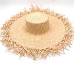 Wide Brim Hats Sun Summer Beach Hat Fringed Panama For Women Oversized Floppy Jazz