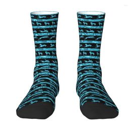 Men's Socks Aquamarine Greyhound Dress Mens Womens Warm Funny Novelty Sighthound Whippet Dog Crew