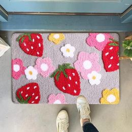 Carpets Bathroom Doormat Breathable Door Mat Non-slip Bottom Strawberry Flower Ground Rug Doorway Supply