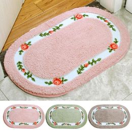 Bath Mats Flower Rug Decorative Bathroom Anti-skid Soft Quick Dry Water Absorbent Bedroom Floor Mat Spring Kitchen Carpet For