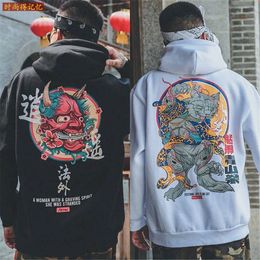 Men's Hoodies Sweatshirts Fashion Boys Cool Men Hip Hop Hoodies Japanese Casual Sweatshirts Streetwear Men Women Loose Pullover Harajuku Devil Hoodie Male 230707