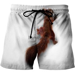 Men's Swimwear Wuiliy Animal Graphic Beach Shorts For Men 3D Pattern Squirrel Boardshorts MenWomen Short Pants Cute Pet Bottoms Lovely Pants J230707