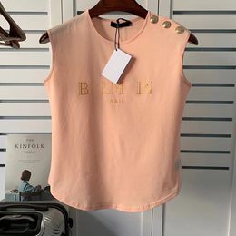 T-Shirt Fashion Blouse for Women Designer High Quality Sleeveless Round Neck B Letter Top Tee Summer Shirts Clothing Vacation Daily Casual Indoor Movies