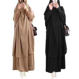 Ethnic Clothing Hooded Muslim Women Hijab Dress Prayer Garment Jilbab Abaya Long Khimar Ramadan Gown Abayas Skirt Sets Islamic Clo2709