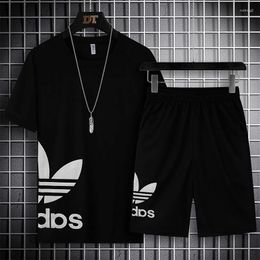 Men's Tracksuits Summer Fashion Leisure Brand Set Tracksuit Sportswear Track Suits Male Sweatsuit Short Sleeves T Shirt 2 Piece