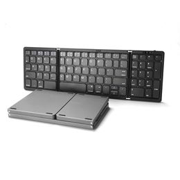 Keyboards Portable Mini Three Folding Bluetooth Keyboard Wireless Foldable Keypad For iOS Android Windows ipad Tablet With Numeric 230706