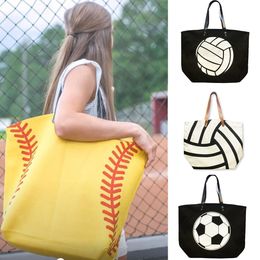 Foldable Handbags Baseball Tote Softball Basketball Football Volleyball Canvas Bags 7 Style