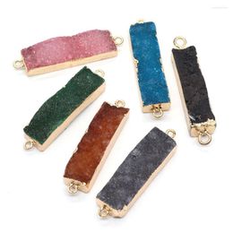 Pendant Necklaces Natural Semi-Precious Crystal Connector Charm Rectangle Colour Ladies For Making DIY Necklace Accessories 8-45mm