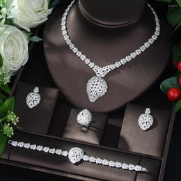 Necklace Earrings Set HIBRIDE 2023 Design Geometric Shape Jewellery For Women Fashion Cubic Zirconia 4pc Party Style Bijoux N-555