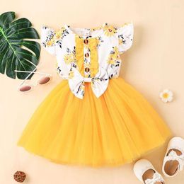 Girl Dresses 1-5Y Summer Toddler Baby Kids Dress Young Children's Clothing For Girls Lovely Petal Sleeve Flowers Print