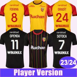 2023 24 RC Lens FOFANA SOTOCA Palyer Version Mens Soccer Jerseys MEDINA BOURA GRADIT Home Away Short Sleeve Football Shirts