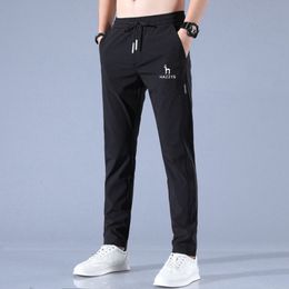 Mens Pants HAZZYS Ice Silk Trousers Solid Colour MidWaist Loose Breathable StraightLeg Casual Thin QuickDrying Sports 230706