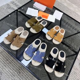 Designer Izmir Sandals Mens Sandals Mules Slides Weaving Cassandra Slippers Linen Flat Heel Sandals Scuffs Fashion Outdoor Beach Shoe