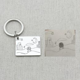 accessories Customised Children Actual Drawing Keychain Kids Artwork Personalised Custom Photo Art Keychain Jewellery Gift