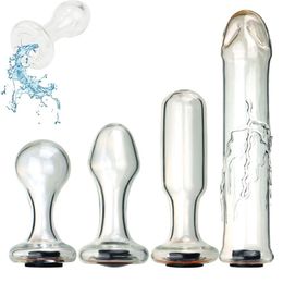 DildosDongs Hollow Speculum Glass Anal Butt Plug Crystal Small Huge Dildo With Stopper Expander Tunnel Transparent Anus Sex Toy 230706